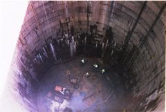 Coombs shaft base being concreted.